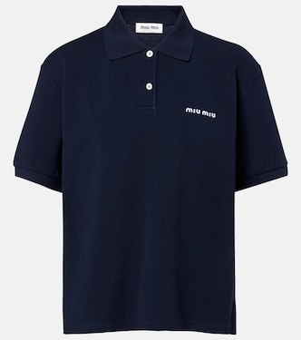 Logo cotton piqué polo shirt | Miu Miu