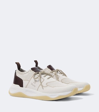 Shadow leather-trimmed knitted sneakers | Berluti
