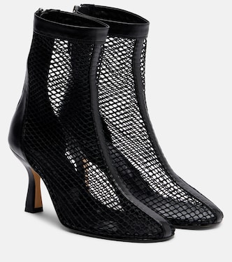 Fira leather-trimmed fishnet ankle boots | Souliers Martinez