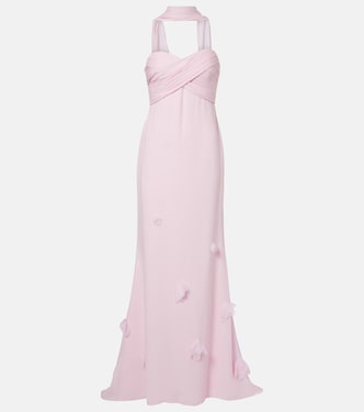 Scarf-detail georgette gown | Self-Portrait