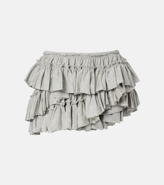Ruffled asymmetric cotton miniskirt | Dries Van Noten