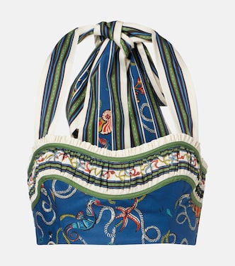 Cove printed halterneck cotton crop top | Alémais