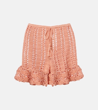 Shorts de croché de algodón con volantes | Anna Kosturova