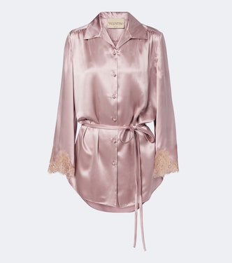 Lace-trimmed silk satin shirt | Valentino