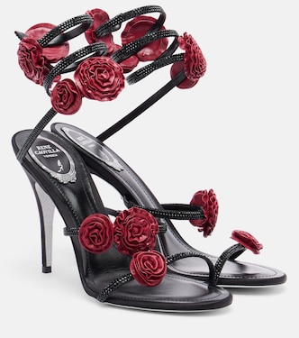 Cleo floral-appliqué satin sandals | Rene Caovilla