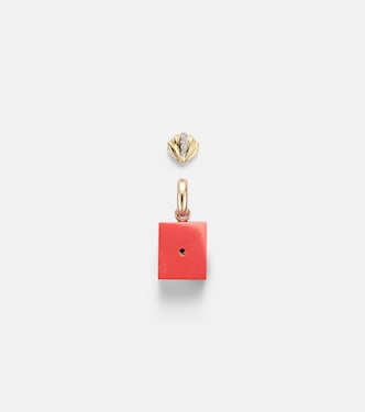 Set aus einzelnem Ohrring Coquillage aus 9kt Gelbgold und Diamanten und Anhänger Le Cubo | Yvonne Léon