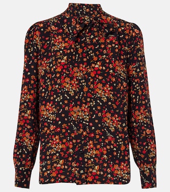 Bow-detail floral silk blouse | Gucci