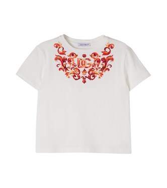 DG Majolica cotton T-shirt | Dolce&Gabbana Kids