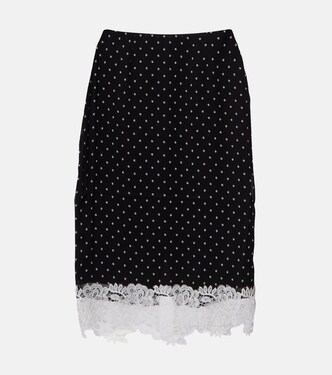 Lace-trimmed polka-dot pencil skirt | Rotate