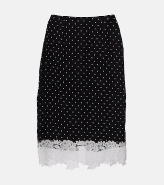 Lace-trimmed polka-dot pencil skirt | Rotate