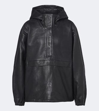 Chaqueta oversized de piel con capucha | Róhe