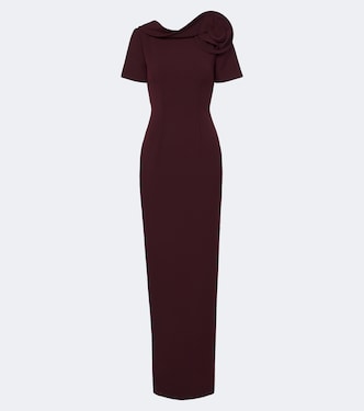 Floral-appliqué crêpe midi dress | Roland Mouret