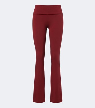 Foldover cotton-blend jersey flared pants | Skims