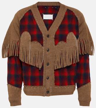 Fringed checked wool cardigan | Maison Margiela