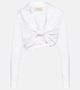 Knot-detail linen blend crop top | Adriana Degreas