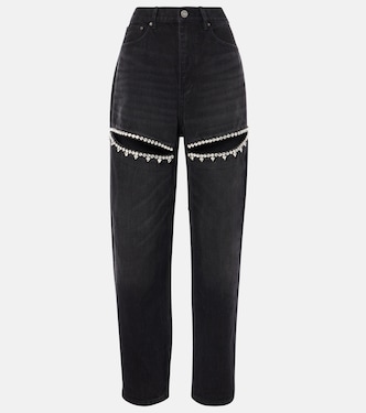Embellished cutout straight jeans | Area