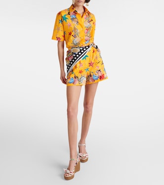 Capri printed high-rise cotton shorts in yellow - Dolce Gabbana