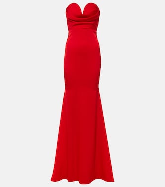 Gathered strapless satin gown | Alex Perry