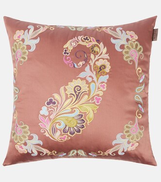 Paisley embroidered cotton cushion | Etro