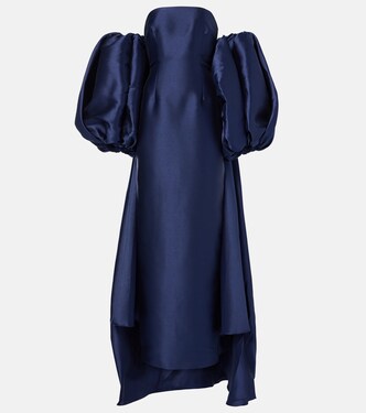 Vestido de fiesta Lea de sarga con capa | Solace London
