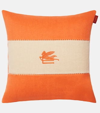 Pegaso embroidered linen cushion | Etro