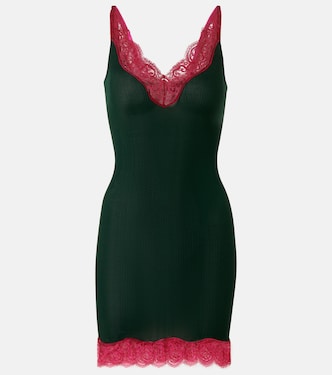Lace-trimmed silk jersey slip dress | Saint Laurent