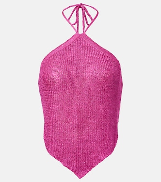 Liz knitted sequined halterneck top | Bananhot