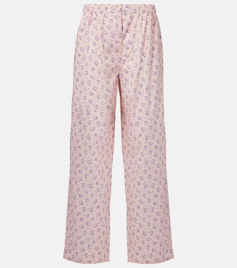 Batiste floral cotton wide-leg pants | Prada