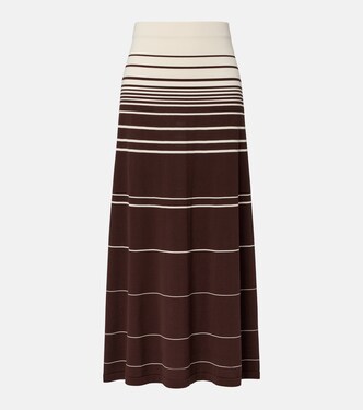 Accordion striped cotton-blend maxi skirt  | Faithfull