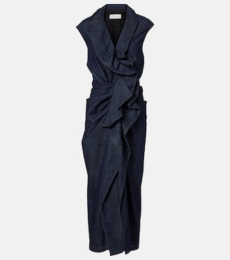 Ruffled denim midi dress | Dries Van Noten