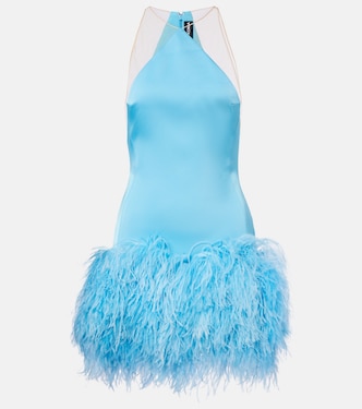 Feather-trimmed satin minidress | David Koma
