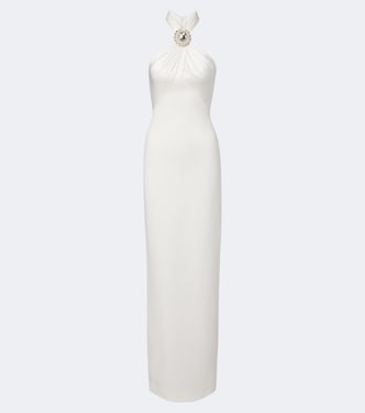 Embellished halterneck satin-trimmed gown | David Koma