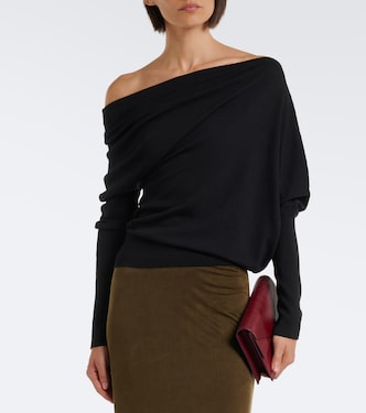 Off-shoulder wool and silk sweater in black - Tom Ford | Mytheresa