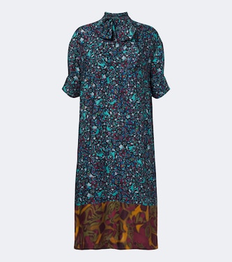 Printed tie-neck midi dress | Dries Van Noten