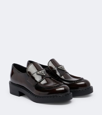 Chocolate leather loafers | Prada