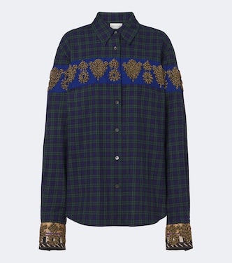 Checked embroidered cotton flannel shirt | Dries Van Noten