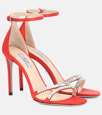 Embellished satin sandals | Prada