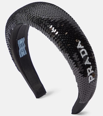 Cerchietto con paillettes e logo | Prada