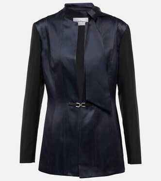 جاكيت بليزر من الساتان برباط عنق | Ferragamo