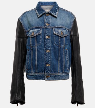 Leather-paneled denim jacket | Tod's