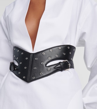 Perforated leather belt in black - Alaia | Mytheresa