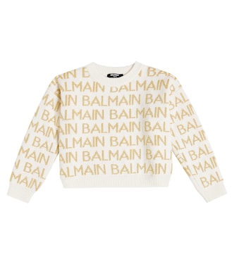 Logo intarsia wool-blend sweater | Balmain Kids