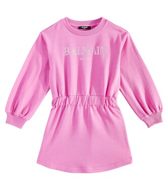 Robe sweat-shirt en coton à logo | Balmain Kids