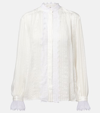 Gathered lace-trimmed silk blouse | Chloé