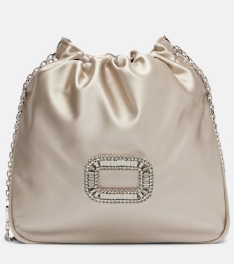 Pilgrim Mini embellished satin bucket bag | Roger Vivier