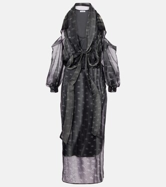 Draped printed sheer jersey midi dress | Acne Studios