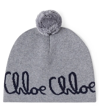 Logo cotton and wool beanie | Chloé Kids