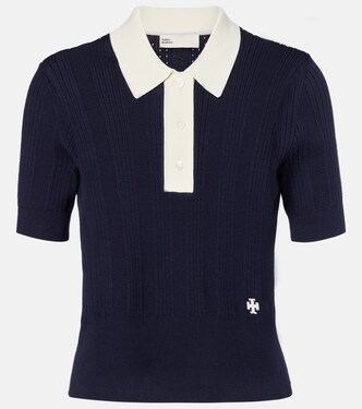 Cotton pointelle polo shirt | Tory Burch