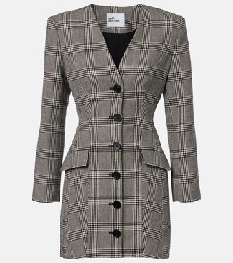 Checked wool-blend minidress | Self-Portrait