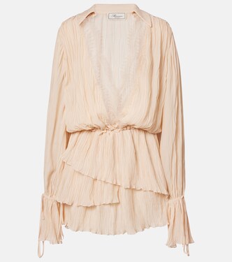 Lace-trimmed plissé georgette minidress | Blumarine